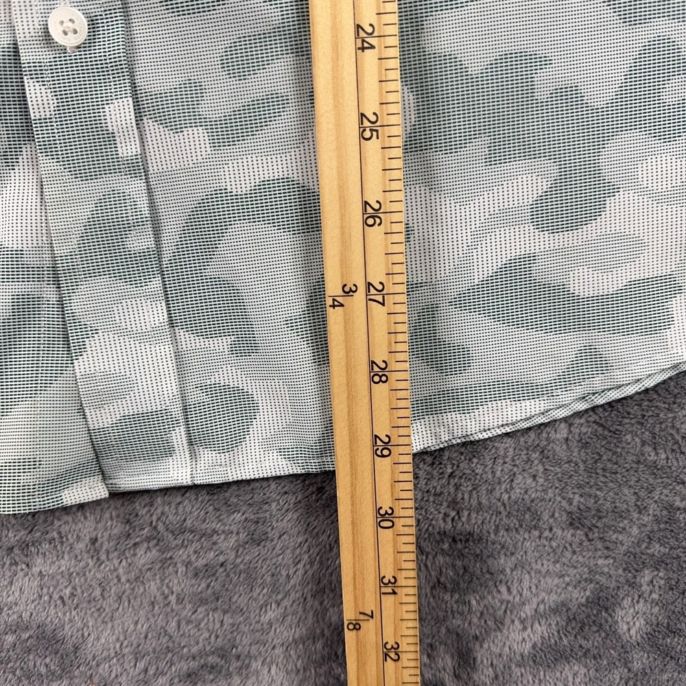 Vince Camuto Polo Shirt Mens M Green Camo Performance Short Sleeve Button Up - Picture 6 of 9